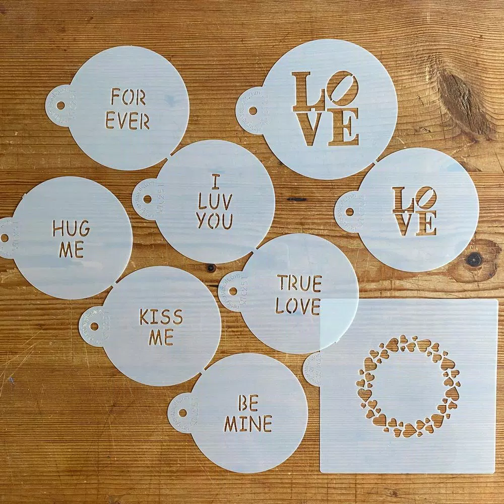 Designer Stencils Sweetheart Sayings Cookie Stencil Bundle - 9 Pattern Decorating Set