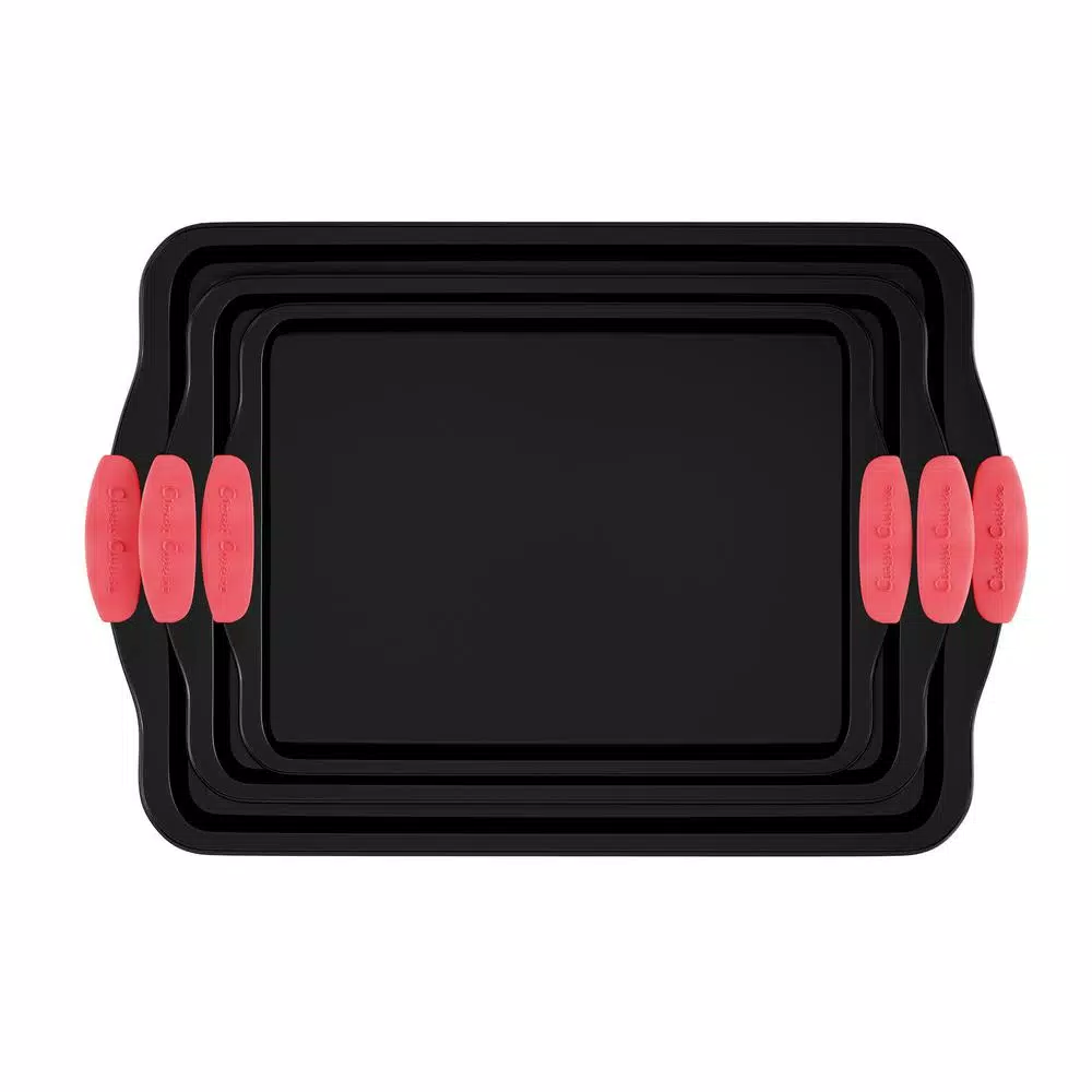 Classic Cuisine 3-Piece Nonstick Cookie Sheet Set with Silicone Handles