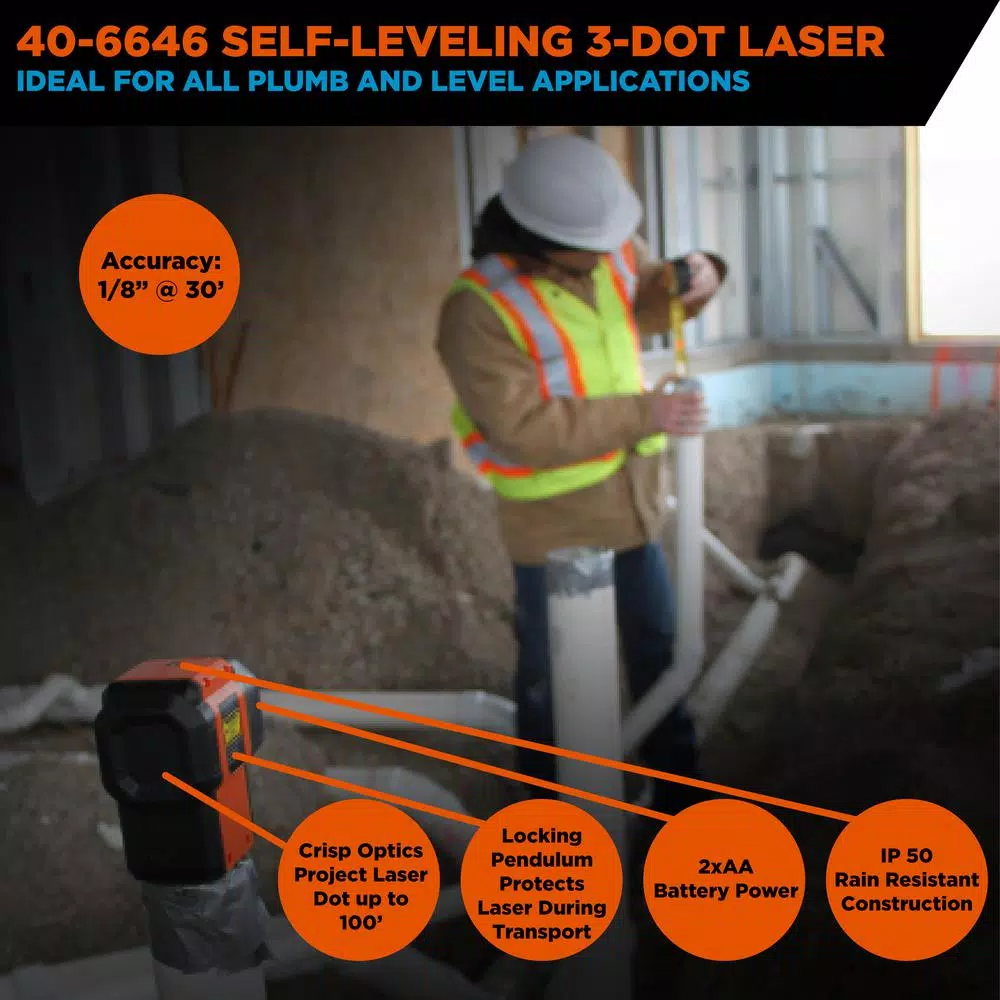 Johnson Self-Leveling 3-Dot Red Laser Level with Tripod Mount