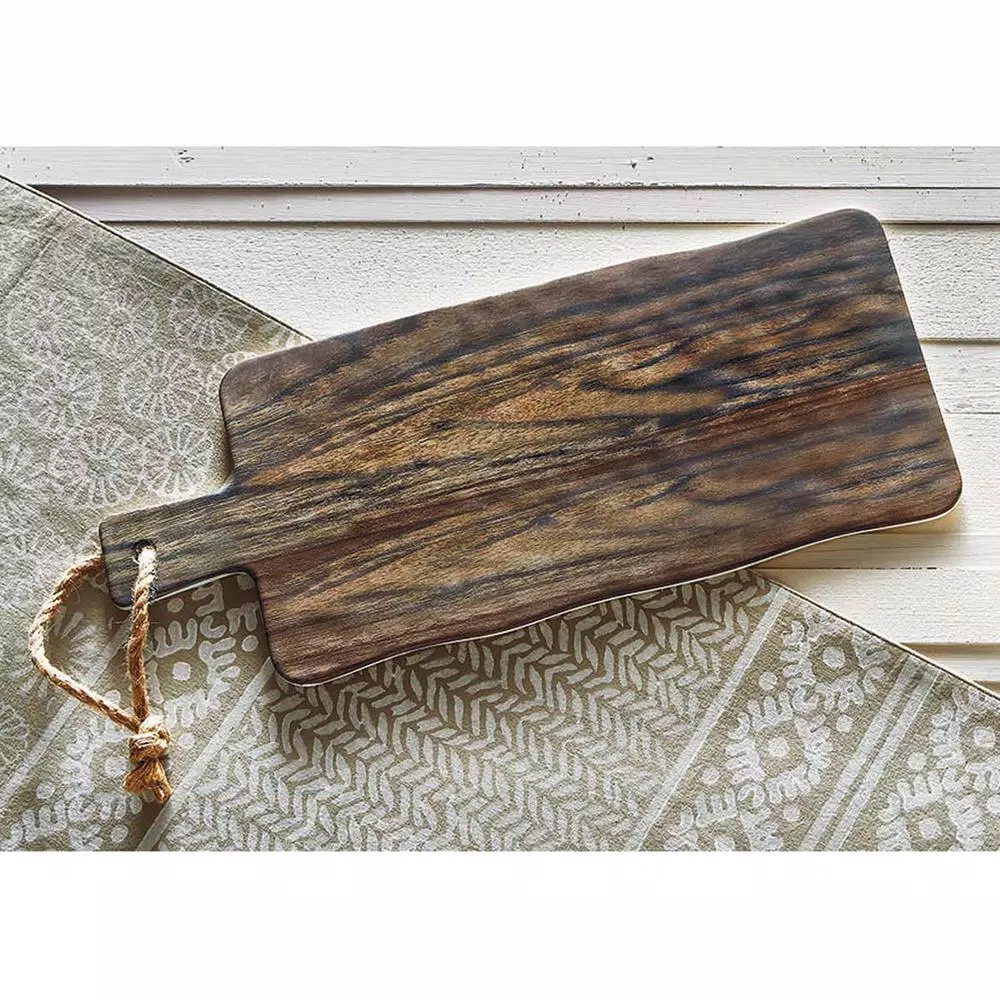 Tag Barnwood Brown Melamine Cheese Serving Board - Rustic Rectangular Cheese Platter