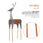 Alpine Corporation 30 in. Metal Rustic Standing Reindeer Christmas Outdoor Sculpture thumbnail 5