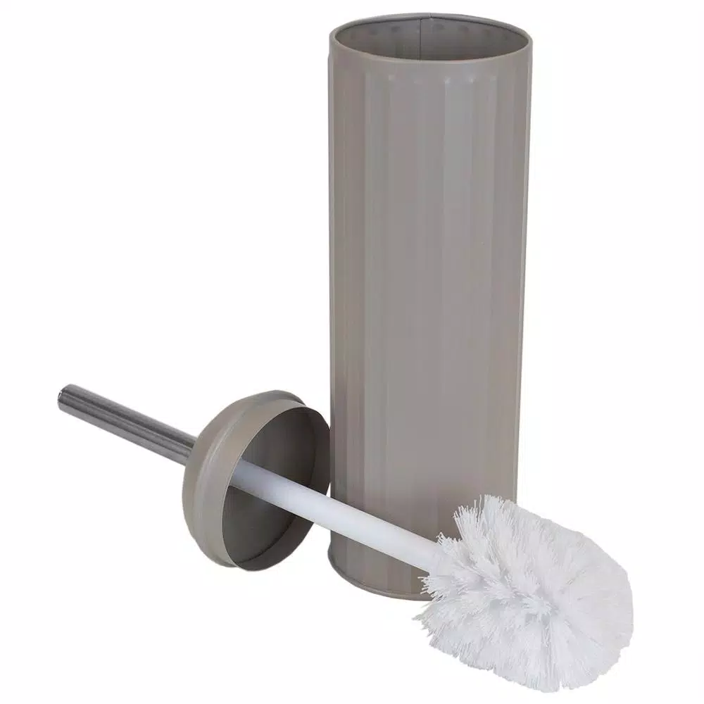 Unbranded Modern Stainless Steel Toilet Brush with Hygienic Splash-Proof Holder - Tan/Gray