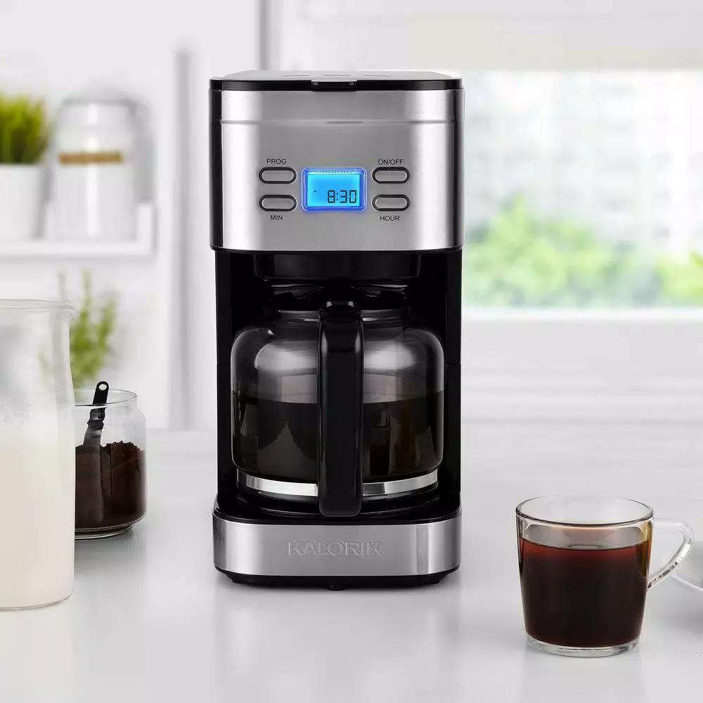 KALORIK 12-Cup Programmable Digital Coffee Maker, Stainless Steel Drip Coffee Machine