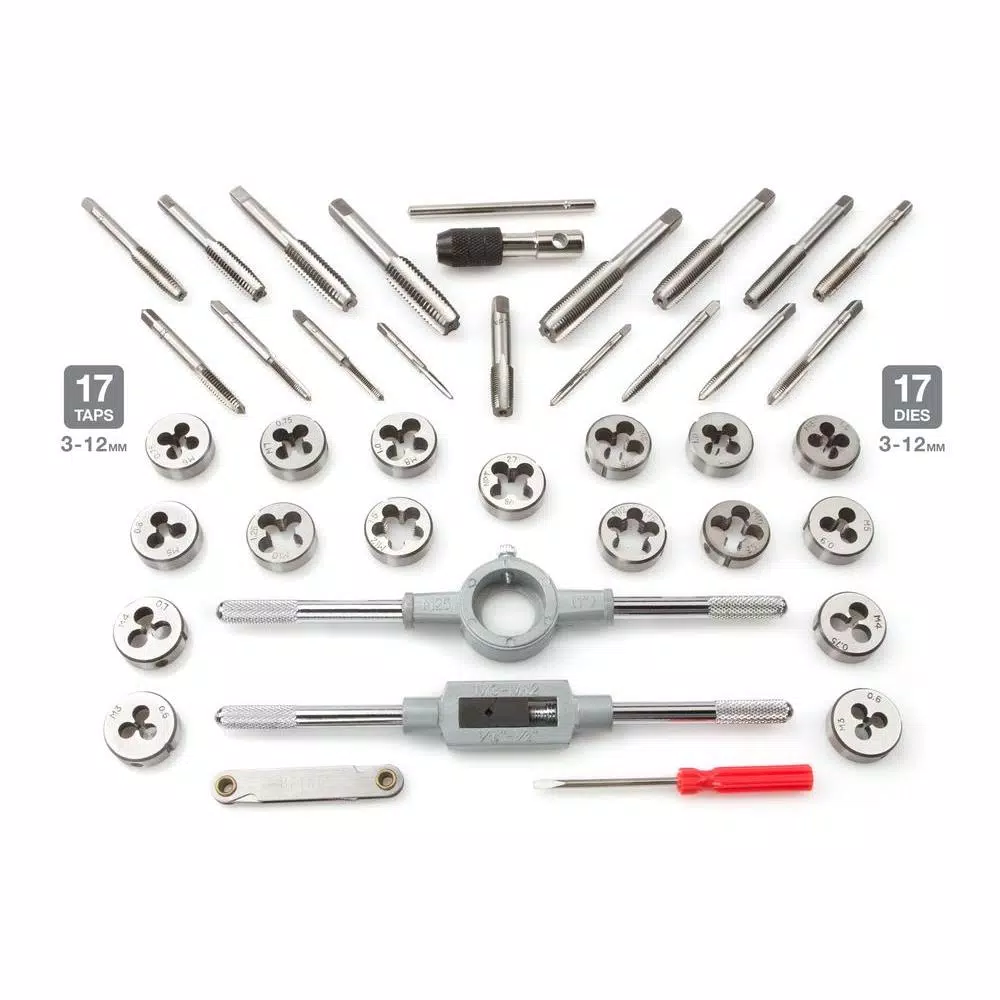 TEKTON 39-Piece Metric Tap and Die Set, Coarse and Fine Sizes 3-12 mm