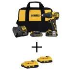 DEWALT 20V MAX ATOMIC Brushless 1/2 in. Compact Drill/Driver Kit with (2) 2.0Ah Batteries and Charger thumbnail 1