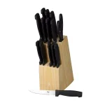 Home Basics 15-Piece Stainless Steel Knife Set with Wooden Display Block thumbnail 3