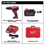 Milwaukee M18 18V Lithium-Ion Cordless 1/2 in. Hammer Drill Driver Kit with (2) 3.0Ah Batteries, Charger & Case thumbnail 2