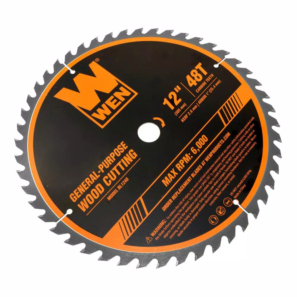 WEN 12 in. 48-Tooth Carbide-Tipped Professional Woodworking Saw Blade for Miter and Table Saws