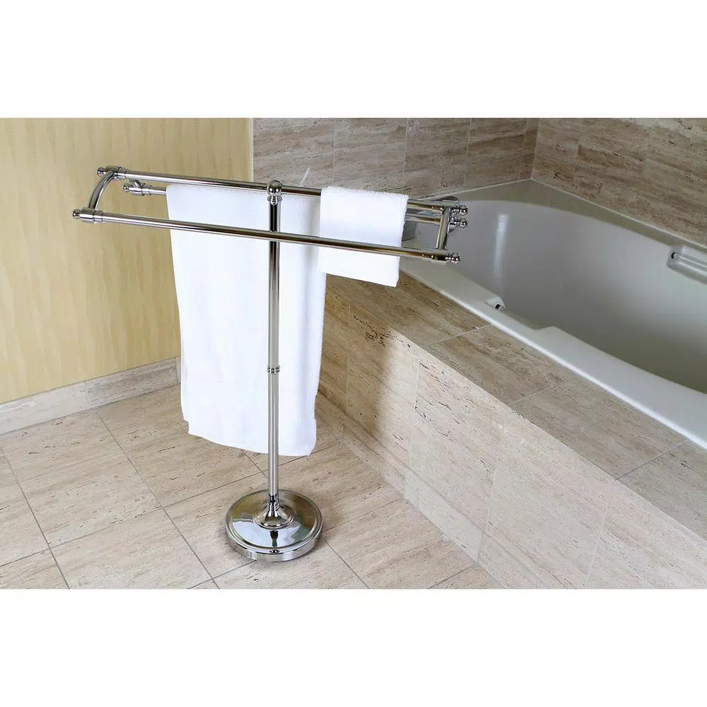 Kingston Brass Pedestal Round Plate Floor Standing Towel Rack - Polished Chrome