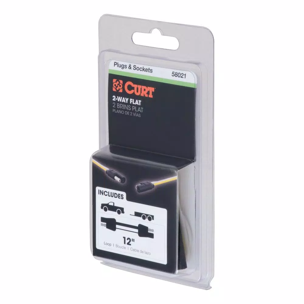 CURT 2-Way Flat Wiring Connector Kit with 12" Color-Coded Wires