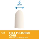 Dremel 3/8 in. Felt Polishing Cone Rotary Tool Accessory for Metal, Stone, Glass, and Ceramics thumbnail 3