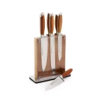 SCHMIDT BROS. Schmidt Brothers 7-Piece Bonded Teak Stainless Steel Knife Set with Acacia Midtown Magnetic Block thumbnail 5