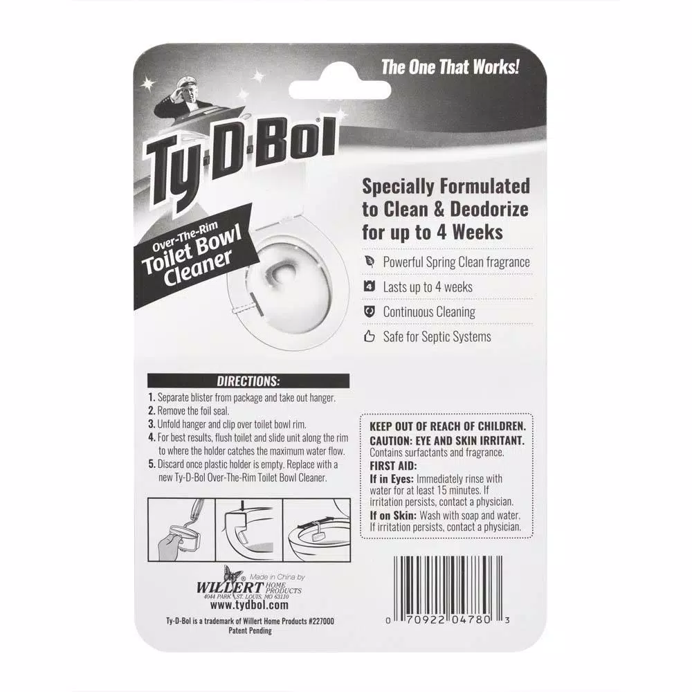 Ty-D-Bol 1 That Works Spring Clean Fragrance Toilet Bowl Cleaning Gel Rim Hangers, 6-Pack