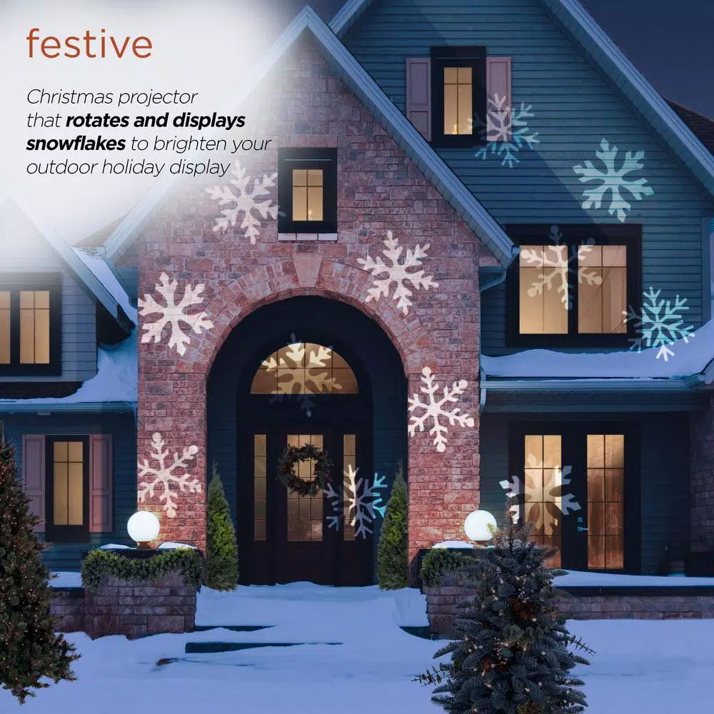 Alpine Corporation Christmas Rotating Snowflake LED Projector, Cool White Lights