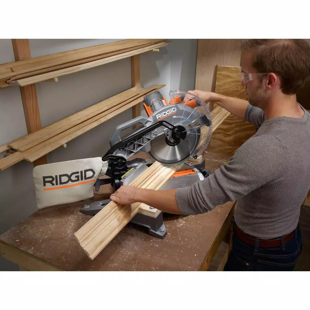 RIDGID 12 in. 15 Amp Dual Bevel Corded Compound Miter Saw with LED