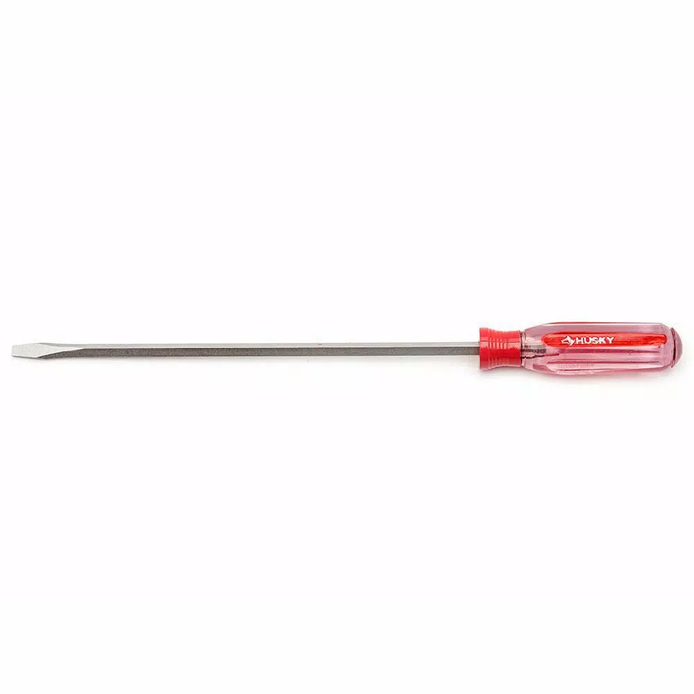 Husky 3/16 in. x 9 in. Slotted Screwdriver with Square Shaft and Acetate Handle