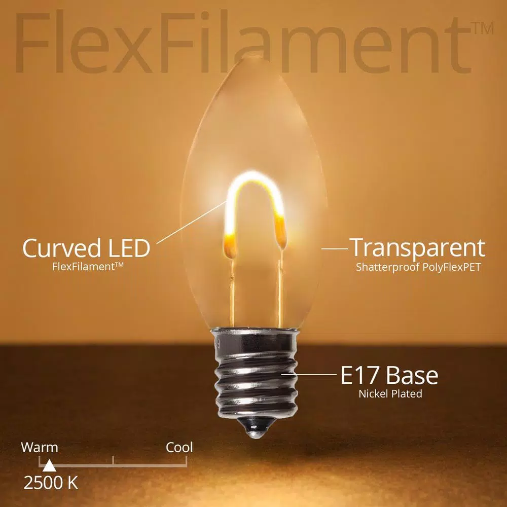 Wintergreen Lighting FlexFilament C9 LED Shatterproof Warm White Vintage Edison Replacement Bulbs (5-Pack)