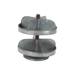 LITTON LANE Industrial Arts 2-Tier Iron Tray Stand with Galvanized Finish, Gray thumbnail 4
