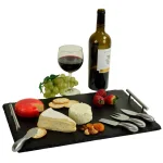 Unbranded Sardo Natural Slate Cheese Board Set with 4 Stainless Steel Tools and Soapstone Chalk thumbnail 2