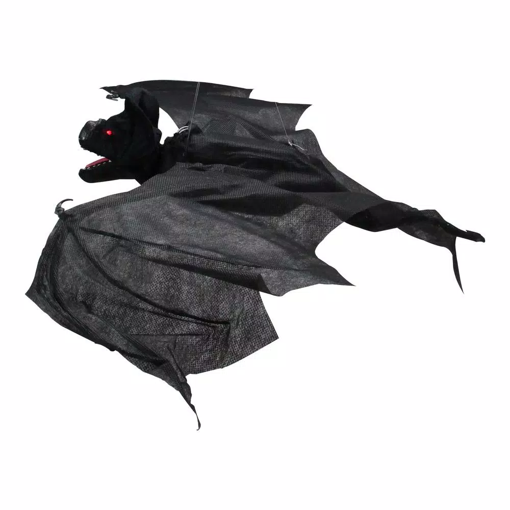 Northlight 33 in. Animated Spooky Hanging Bat Halloween Decoration with Glowing Red Eyes and Sound