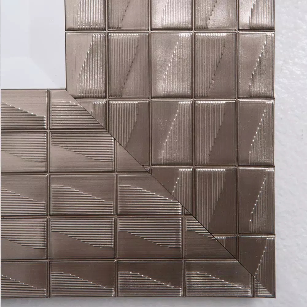 Yosemite Home Decor Pewter Blocks Beveled Glass Accent Mirror, 24 x 36 in.