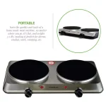 Ovente 1500W Double Burner Infrared Hot Plate, 7.5 in. Ceramic Glass Cooktop with Temperature Control thumbnail 4