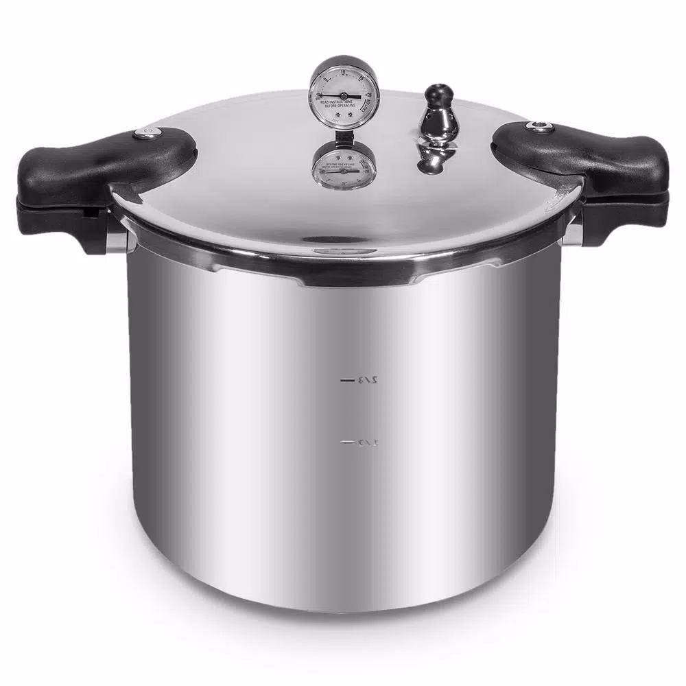 Barton 22 Qt. Aluminum Pressure Canner and Cooker with Built-in Dial Gauge, Compatible with Gas, Electric, and Induction