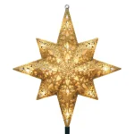 General Electric Holiday Classics 11 in. Gold Glittered Bethlehem Star Tree Topper with 16 Lights thumbnail 1