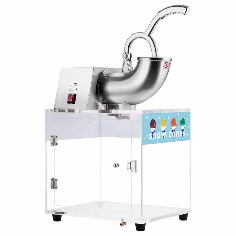 VIVOHOME Commercial Snow Cone Machine, 440lbs/hr Dual Blade Stainless Steel Ice Crusher with Acrylic Box