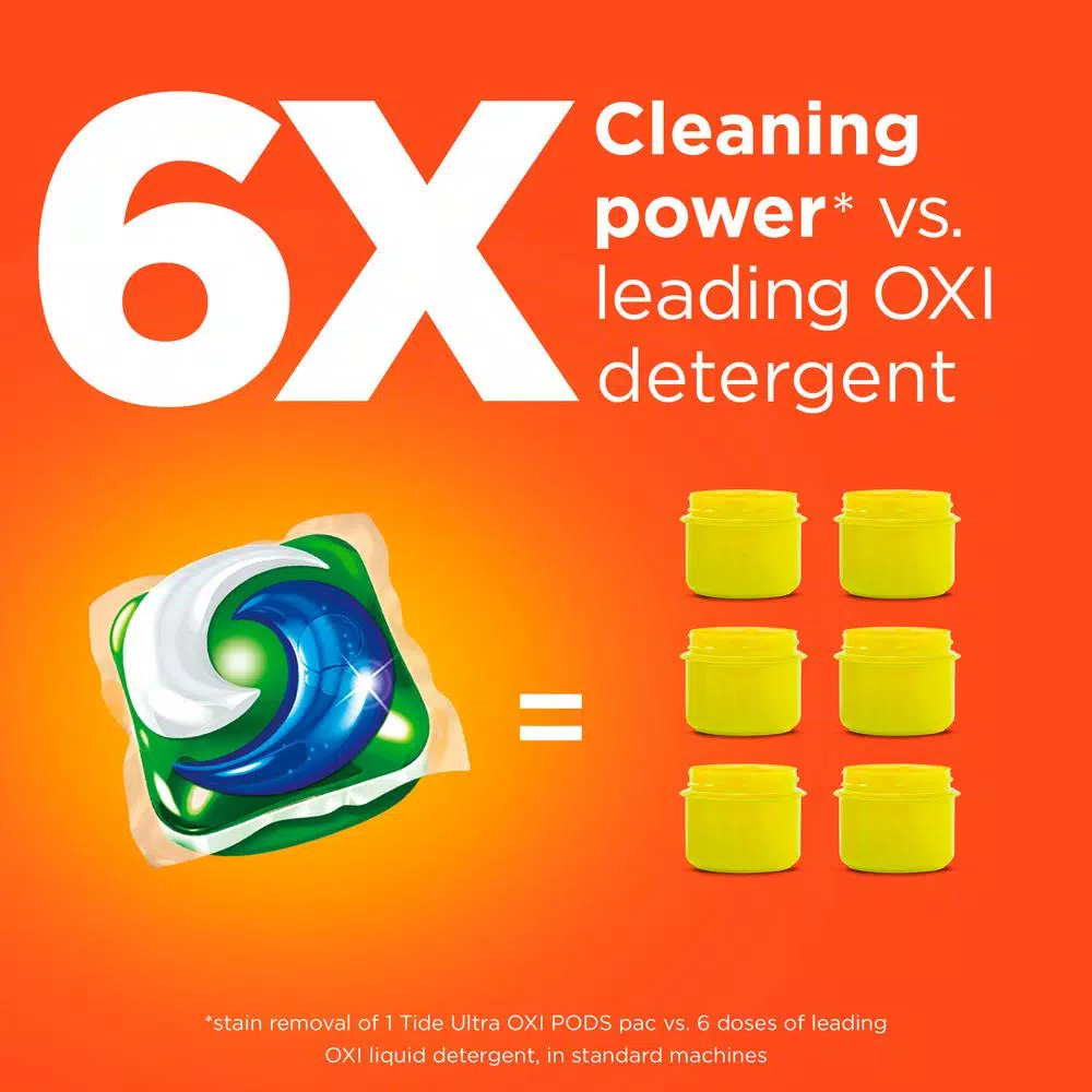 Tide PODS Ultra OXI Laundry Detergent Pods, 4-in-1 Stain Remover & Color Protector, HE Compatible, 61-Count