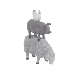 LITTON LANE 3-Stacked Barn Animals Polystone Sculpture - Farmhouse Sheep, Pig, and Chicken Statuary thumbnail 4