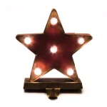 Glitzhome 8.48 in. Marquee LED Star Christmas Stocking Holder - Red Steel Decor thumbnail 2
