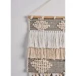 LR Home Bohemian Neutral Ivory Tasseled Wall Tapestry - Hand Woven Cotton Wall Hanging thumbnail 2