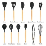MegaChef 12-Piece Black Silicone and Wood Kitchen Utensil Set thumbnail 2