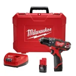 Milwaukee M12 12V Lithium-Ion Cordless 3/8 in. Hammer Drill/Driver Kit with Two 1.5 Ah Batteries and Hard Case thumbnail 1