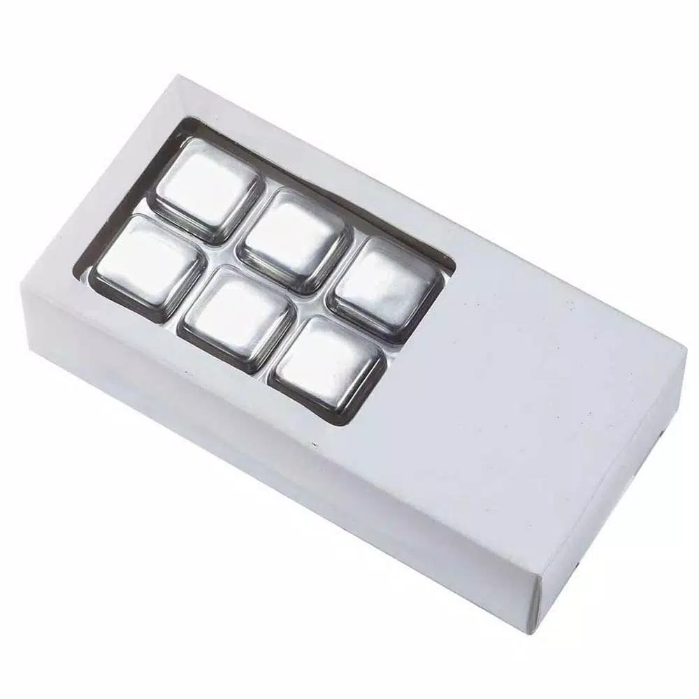 Visol Arctic 6-Piece Stainless Steel Ice Cube Set for Whiskey and Scotch