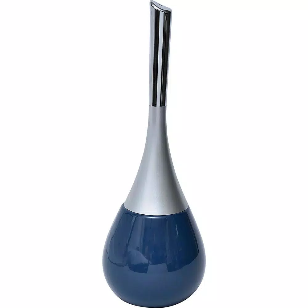 Unbranded Water Drop Ceramic Toilet Bowl Brush and Holder Set - Navy Blue