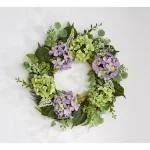 Unbranded 24 in. Lavender Hydrangea Silk Flower Wreath with Twig Base thumbnail 1