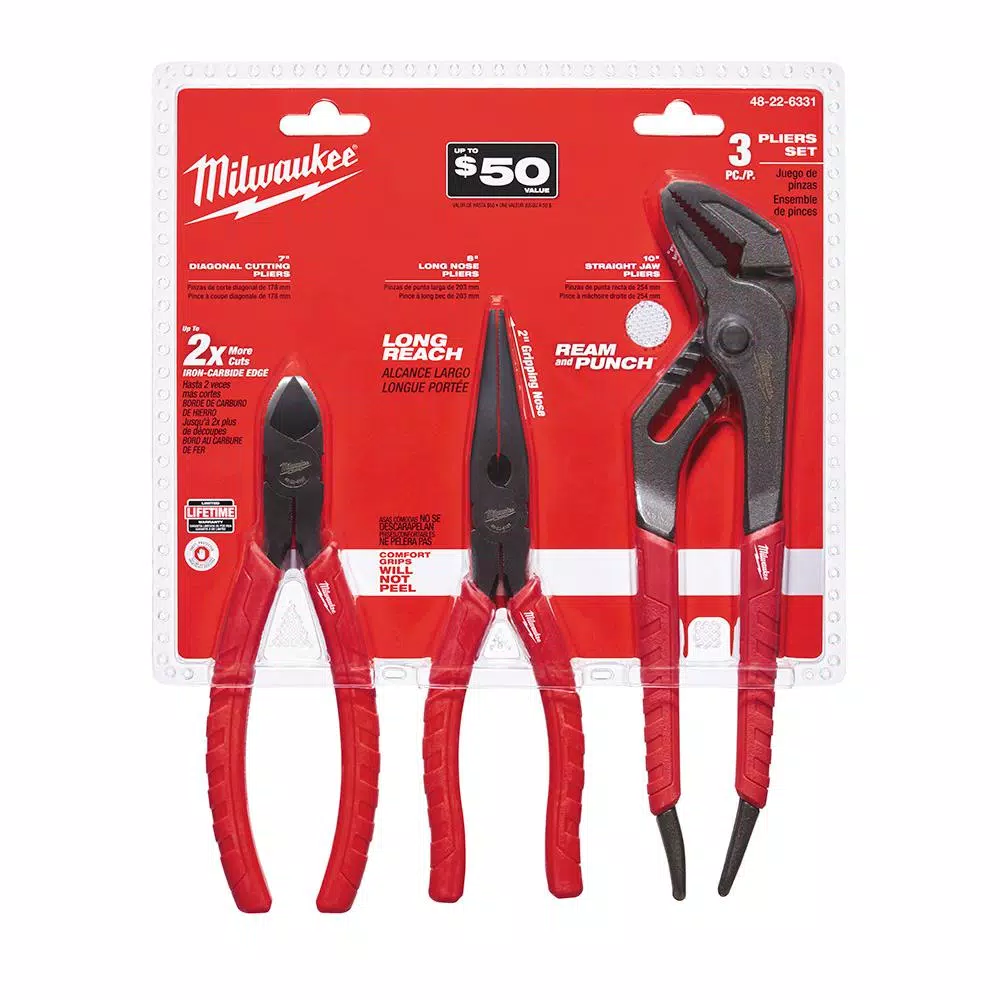 Milwaukee 4-Piece Electrician Pliers Kit, Professional Hand Tool Set