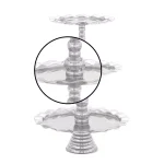 LITTON LANE 24 in. Polished Silver Aluminum 3-Tier Wavy-Ribbon-Rimmed Round Tray Stand thumbnail 3