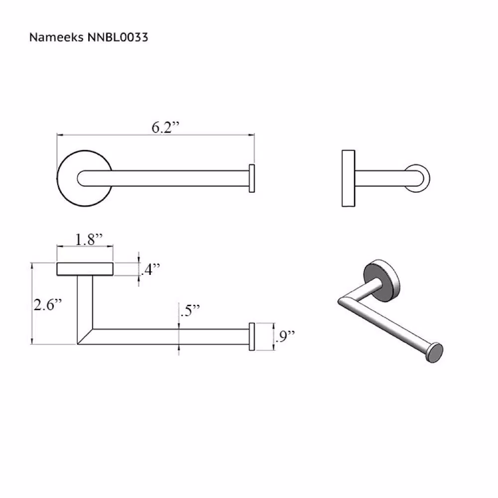 Nameeks Luxury Hotel Wall Mounted Brass Towel Ring in Polished Chrome