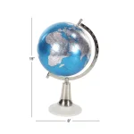 LITTON LANE Modern Reflections 15 in. Blue and Silver Decorative Globe with White Marble Base thumbnail 3
