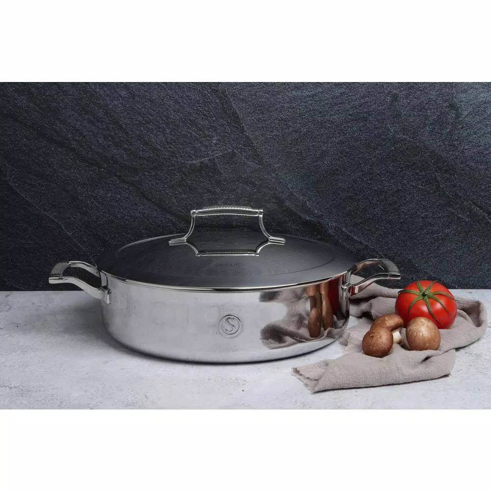 Saveur Selects 5 qt. Tri-Ply Stainless Steel Saute Pan with Lid