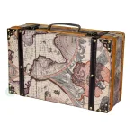 Vintiquewise Old World Map Suitcase Decorative Wood and Faux Leather Keepsake Box thumbnail 1