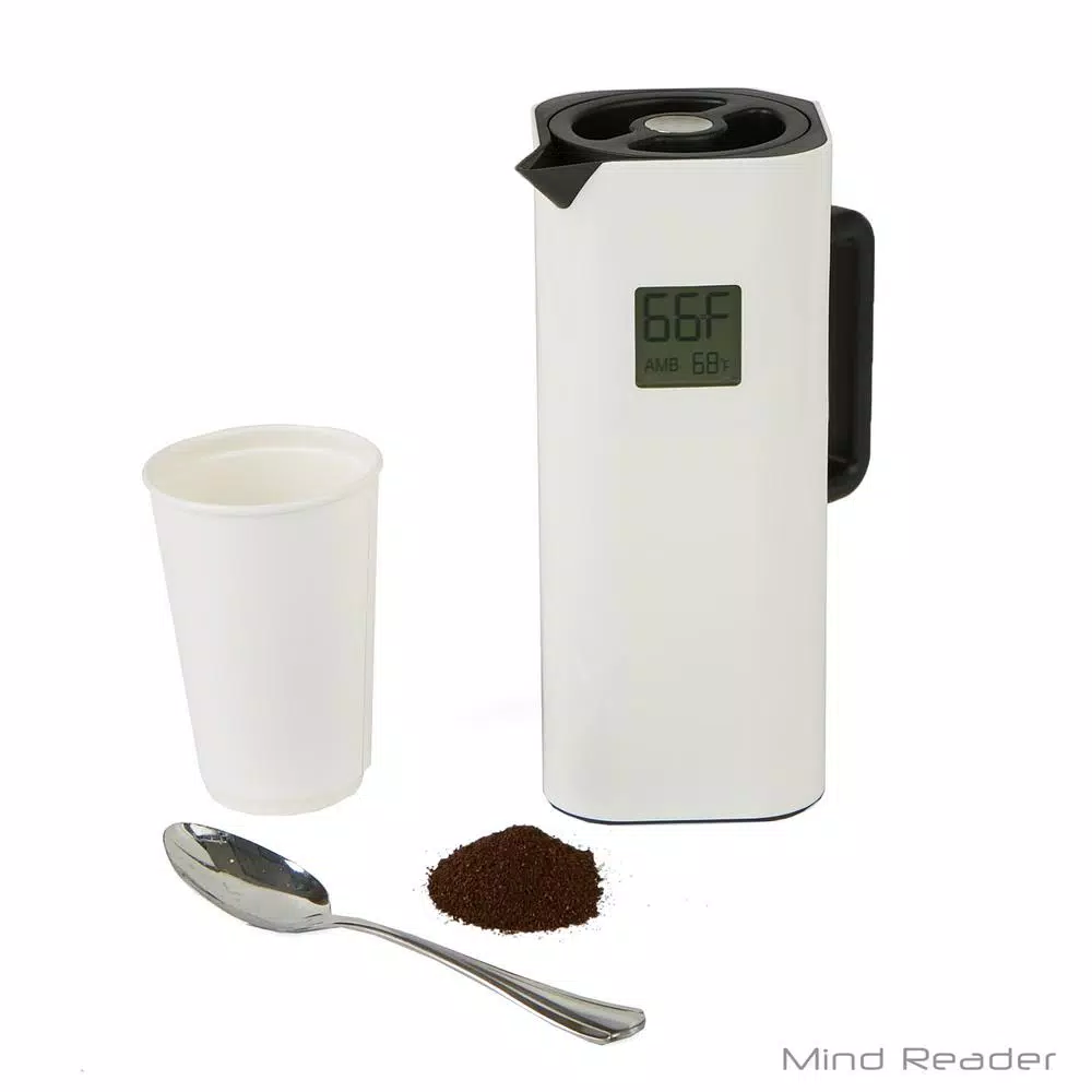 Mind Reader White 4-Cup Double Wall Thermal Coffee Carafe with Digital Temperature Display