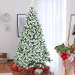 Costway 7.5 ft. Snow Flocked Hinged Pine Artificial Christmas Tree, 1346 Tips, Unlit thumbnail 2