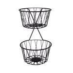 Spectrum Paxton 2-Tier Black Steel Fruit Basket Server, Rustic Farmhouse Design thumbnail 5