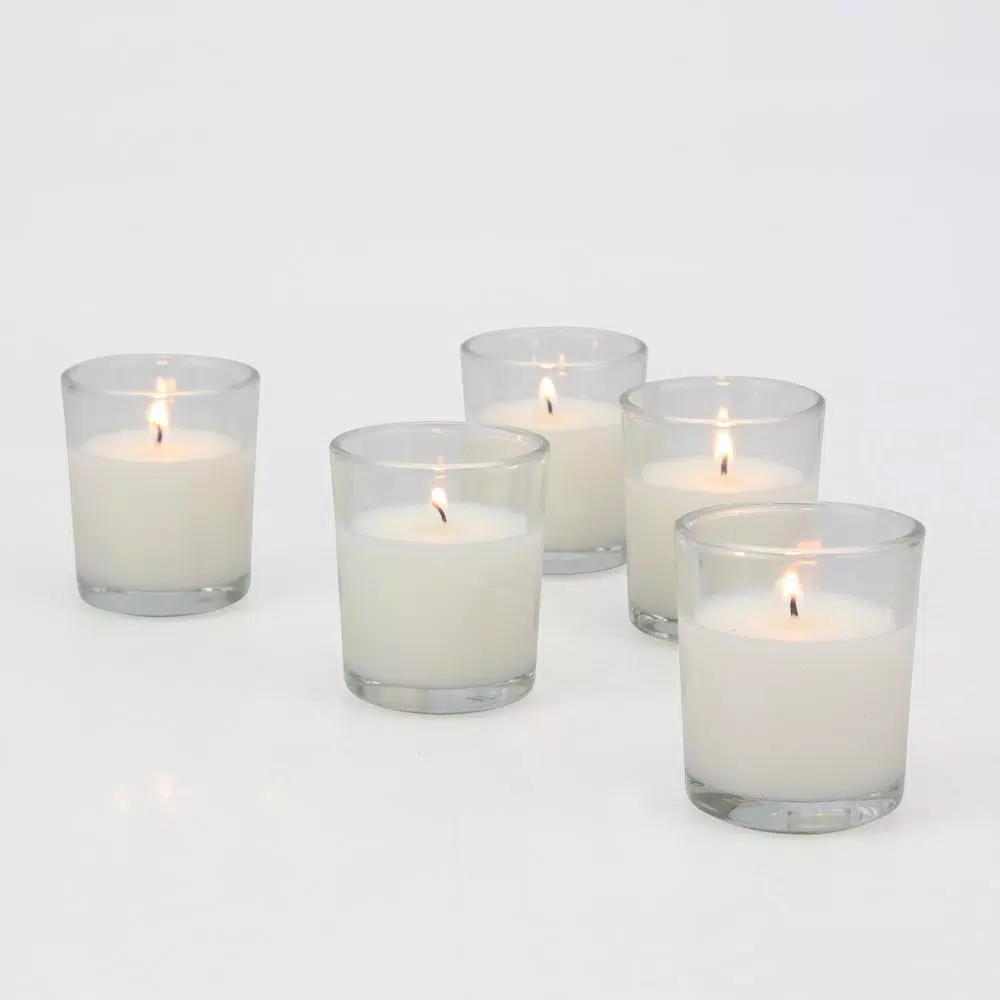 Stonebriar Collection Stone Briar White Unscented Glass Filled Votive Candles, 48 Pack