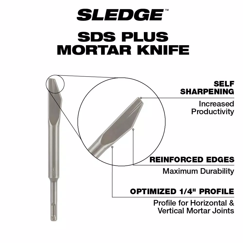 Milwaukee 1/4 in. x 8 in. SDS-Plus SLEDGE Steel Mortar Knife Chisel Bit