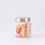 Unbranded 40 oz. Square Glass Canister with Brushed Stainless Steel Lid thumbnail 1